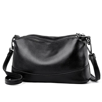 Модни универсална женска чанта, многопластова чанта с цип на едно рамо, на едро, чанта през рамо от телешка кожа с горния слой на