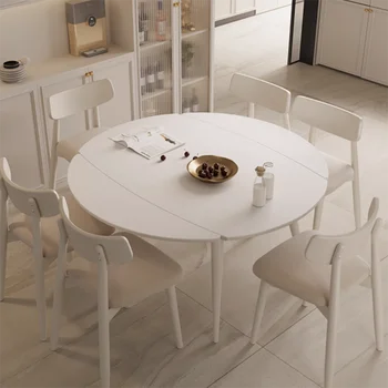Дизайн Сгъваема маса за хранене с възможност за разширяване на Бял дома, маса за хранене в скандинавски стил, промишлена мебели за кухня лукс Mesa Comedor