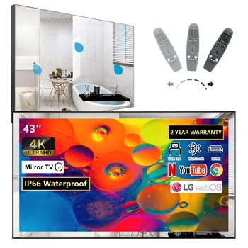 Soulaca 43 инча(а) а) WebOS Mirror, Smart 4K TV WiFi за баня, водоустойчиви led tv, вграден Алекса Bluetooth, хотел