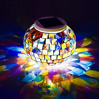 Което променя цвета си в стъклена мозайка топка в слънчева батерия, led градинска маса, градинска водоустойчив нощна лампа за украса, добри подаръци, градина