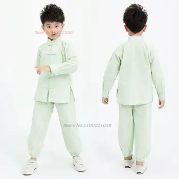 2023 традиционен китайски комплект за ушу, бебешко бельо памучен форма за бойни изкуства, костюм кунг-фу, с костюм на войн, спортни костюми
