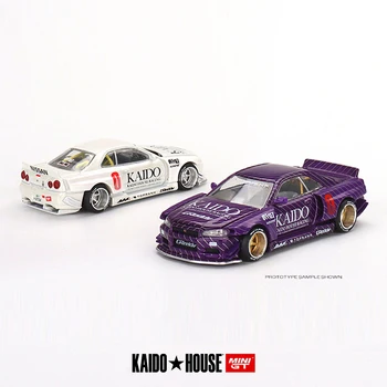 MINI GT Kaido house 1: 64 Nissan skyline GT-R (R34) Колата с отворен капак от лят под налягане сплав