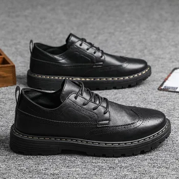 Нова мъжки обувки, есенна мъжки бизнес модельная малка кожена обувки, тенденция ежедневни обувки в британския стил Brock