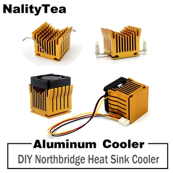 Златен алуминиев радиатор Northbridge Heatsink Охладител за радиатора на дънната платка с 40 мм вентилатор 12V 40x40x10mm Охлаждащ вентилатор 40x40x20mm