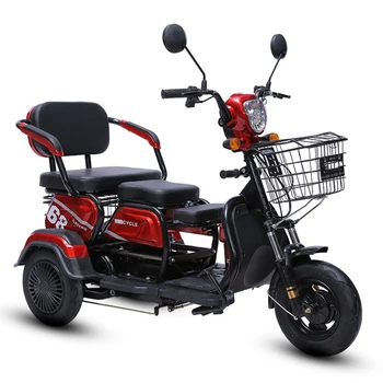 Електрическа триколка, домакински малка велосипедна количка на батерии с по-голяма сгъсти кожена възглавница, вакуумната гума гума