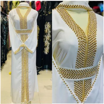 Дубай кафтан, декорация от мъниста и пайети, марокански кафтан, V-образно деколте, дълъг ръкав, Дубай халат, индийски дрехи, дължина 60 см