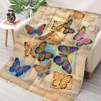 Одеяло с папийонка и музика, декоративно одеяло за спалня с 3D принтом, подарък за коледа за деца и възрастни