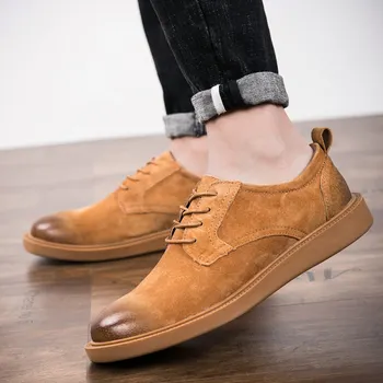 Кожени Мъжки Ежедневни обувки На плоска подметка с шнур Мъжки Работна обувки Herren Schuhe Sapatos Masculino Chaussure Homme Zapatos Hombre Schoenen