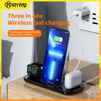 RYRA 3 В 1 Безжична Сгъваема Поставка За Зарядното Устройство За Часа Airpods Pro iWatch Док-Станция За Бързо Зареждане на iPhone 14 13 12 11 X