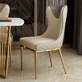 Лесен луксозна маса за хранене, стол модел домашна стая за почивка с облегалка модерна минималистичная мебели за дневна от златна неръждаема стомана