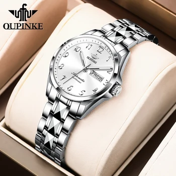OUPINKE, луксозни дамски ръчни часовници, автоматични механични водоустойчиви часовници, сапфирен огледало, каишка от вольфрамовой стомана, дамски часовници