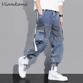 2023 Нови маркови мъжки панталони-карго, модни дънки в стил сафари, с цип, с много джобове, на открито, панталони за краката