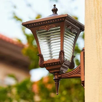 Уличен фенер, ретро уличен led монтиран на стената лампа, тераса, градина, тераса, преходни врата, слънчеви стенни лампи, осветление за дома