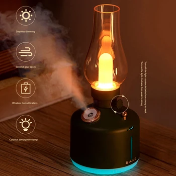 Дифузер за вода в ретро лампа, тъпо дифузер за ароматизиране на етерични масла, многоцелеви овлажнител за въздух със студена мъгла, снимающий умора за домакинство
