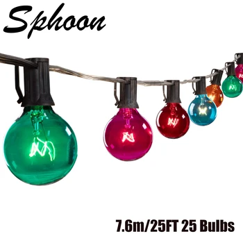 25Ft G40 Globe двор гирлянди с 25 разноцветни светлини на закрито и на открито Коледни гирлянди за парти в задния двор