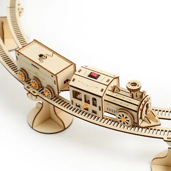 Малък влак 3D дървена играчка-пъзел ръчно изработени Малък влак в събирането на Детска развитие на играчка, Коледен творчески подарък