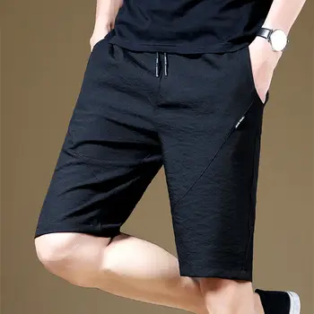 Модни свободни панталони с еластичен колан и джобове, бандажные шорти с гофрированием, мъжки летни шорти 2023, нови, по-големи, обикновена, корейски ежедневни панталони