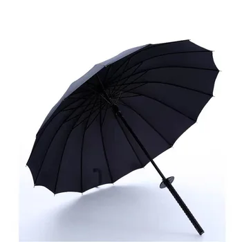 Чадър Катана, чадър с самурайским меч, японски чадър от слънце и дъжд в стила на нинджа, директен чадър с дълга дръжка, голяма защита от вятър