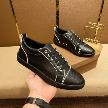 Италианските дизайнери, мъжки ежедневни обувки, луксозна модерна бизнес кожени обувки от естествена кожа, класически спортни маратонки дантела