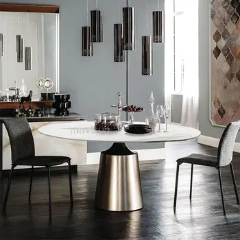 Конзола маса, маса за Хранене, Луксозна малък апартамент Домакински Рок Лайт Луксозна кръгла маса Модерна минималистичная мебели за дома в скандинавски стил