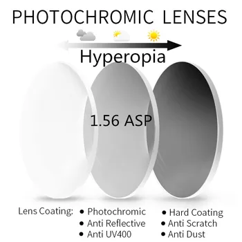 OEYEYEO 1.56 Фотохромичните стъкла за Далекогледство Асферичните Оптични лещи, Предписани С бързо променящите покритие Тъмен цвят