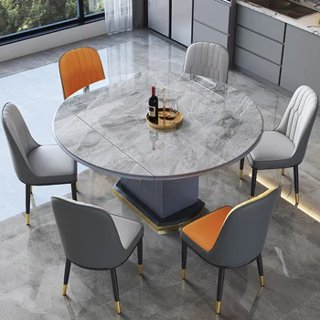 Сгъваем модерна маса за хранене, луксозни крака, Метални италиански дизайн, маса за хранене, промишлени водоустойчив кухненски мебели Mesa Comedor