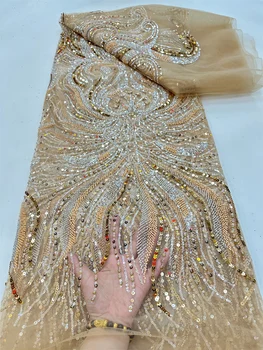 Африканска лейси плат с пайети, расшитая мъниста, 2023, висококачествена дантела материал, френски нигерийски сватбени дантелени платове за вечерна рокля PL275-1