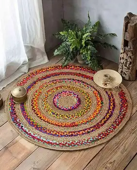 100% Натурален джутовый памук, двупосочен ръчно изработени килими, декорация килим за хол, Maison