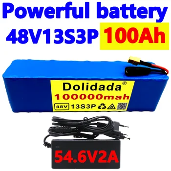 литиево-йонна батерия 13S3P 48V 100Ah XT60 100000W подходящ за электровелосипеда 54,6 В с вграден BMS и зарядно устройство