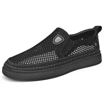Мъжки ежедневни обувки от окото на материала, дишаща мъжки спортни обувки на куха дебела подметка, градинска обувки за туризъм, модни мъжки обувки Оксфорд