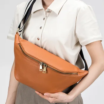 Нова дизайнерска поясная чанта от естествена кожа, дамски модни нагрудная чанта, поясная чанта, проста спортен дамски поясная чанта, чанта през рамо