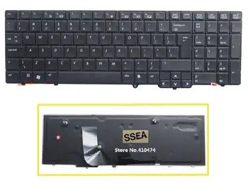 Нов преносим компютър, клавиатура на американски и английски език за HP EliteBook 8540 8540 P 8540 W, клавиатура, без мишката, прът, черен