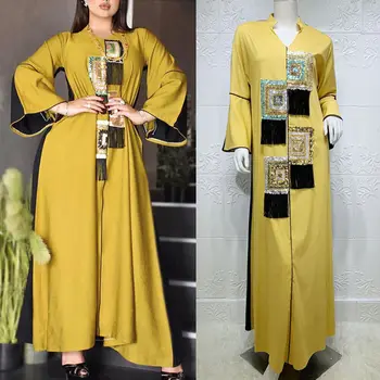 Марокански Абайя, дубай кафтан, ислямското женствена рокля, дълга рокля с пайети, Джилбаб, Рамадан, индийски дрехи
