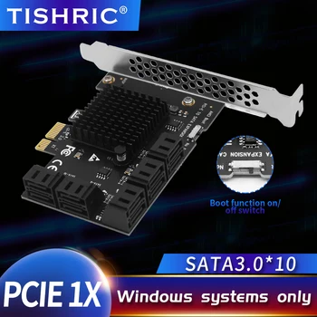 TISHRIC PCIE 3.0 в Газа PCIE 1X 10 Sata Порта Конвертор разширителни Карти, Съвместими С Графичен интерфейс X4 X8 X16