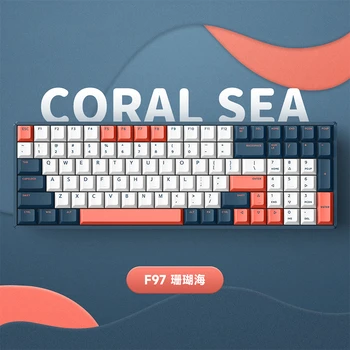 IQUN1X F97 Coral Sea Безжична Продължителност Механична Клавиатура 100 Клавиши 3-Защитен Bluetooth Gaming Превключвател TTC Hot Plug за Лаптоп, PC Gamer