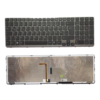 Новост за SONY VAIO E15 SVE15 клавиатура с подсветка в сребрист рамка черен клавиш