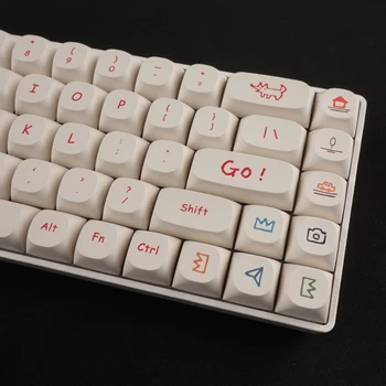 123 клавиатури капачки за комбинации в стил бяло графити, височина МА, PBT, подклейка към клавишите за механична клавиатура MX-Switch - сладък карикатура