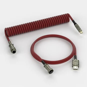 Спирален кабел, механична клавиатура, USB-кабел Type C, навити тел, навити на щепсела, авиационен кабел Type-C към USB конектора авиационному