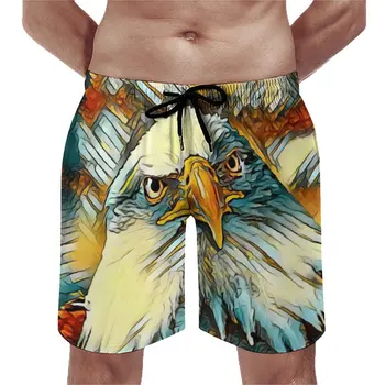 Плажни шорти с изображение на орел в стил анималистики, лятна реколта къси панталони за спорт и фитнес в стил анималистики, бързо съхнещи дизайнерски плажни топене оверсайз
