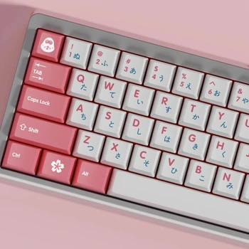 1 Комплект GMK Sakura розово-бели капачки за клавиши с подплата от ПБТ-боя за 61 64 68 и 84 96 104 подредбата на механична клавиатура череша профил