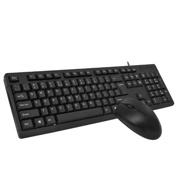 Жичен детска клавиатура мишка комбинирана тънка плоска и тиха детска клавиатура, мишка, ергономична клавиатура в пълен размер мишка (черен)