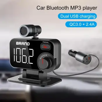 BT92 FM трансмитер с външен микрофон TF карта ABS Bluetooth 5,0 Автомобилен MP3 плейър, Зарядно устройство за кола