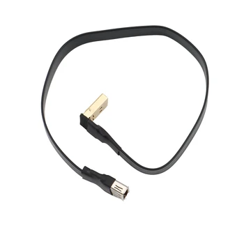 Лента удължителен кабел DisplayPort, жак за свързване на кабел с плосък електромагнитна радиация, гъвкав кабел с жак DP под ъгъл 90 градуса (P3-P4), 30 см