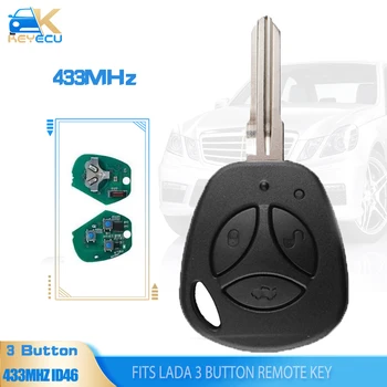 KEYECU 433 Mhz ID46 чип, дистанционно автомобилния ключ 3 ButtonFOB за LADA Priora Калина Vesta Granta