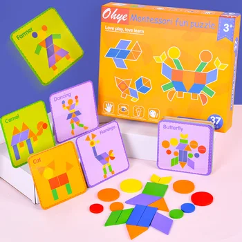 Детски забавни геометрични творчески пъзел и дъска-пъзел за ранно образование и интелектуално развитие на мислене и предучилищна възраст