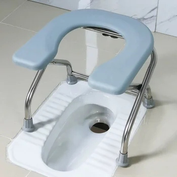 Столче за тоалетна бременни жени, възрастни хора, U-образни стол за баня, складное седалка за вана от неръждаема стомана, устойчива устойчива на плъзгане поставка за краката тоалетна