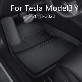 За автомобил Tesla Model 3 Y водоустойчив нескользящий подложка за пода TPE XPE модифицирани автомобилни аксесоари, 3 бр./компл. Напълно заобиколен от специална подложка за крака