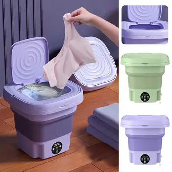 8-литров сгъваема перална машина, преносим мини-чорапи, бельо, бикини, прибиращ се битова перална машина за пране на дрехи за деца