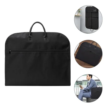1 бр., преносим чанта за дрехи, сгъваема окачен торба за прах за бизнес костюми (черен)