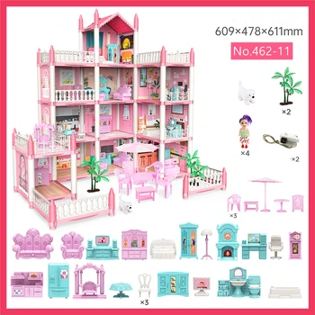 3D приети с трансграничен blockbuster за деца и момичета, семейни играчки, фантастичен замък на принцеси, вила, монтаж, куклена къща, набор от играчките